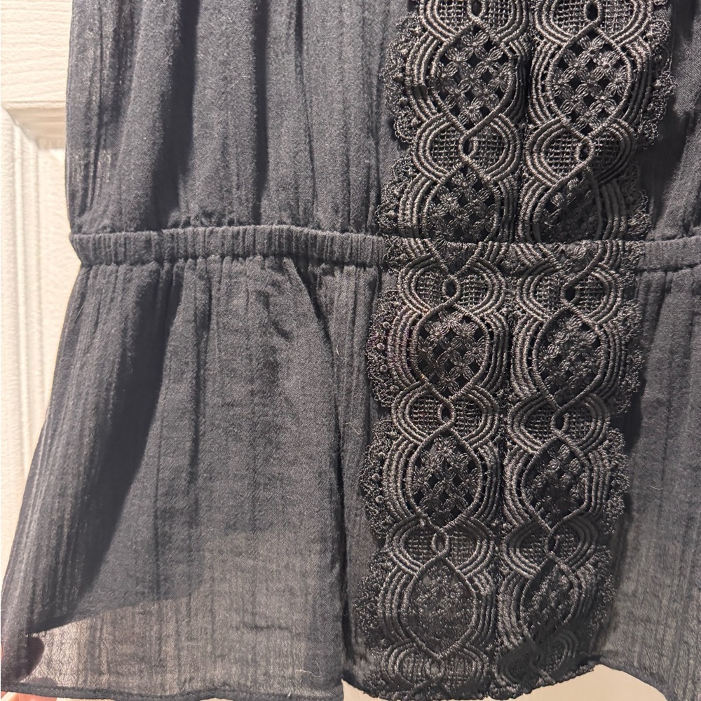 Express Black tank top with Lace Detail EUC! Cinched waist! - Picture 3 of 5